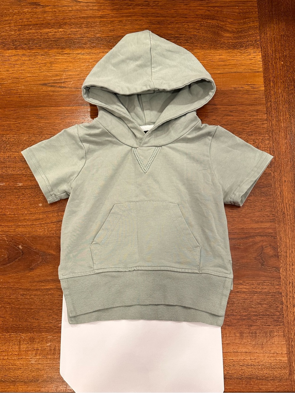 EUC Little Bipsy Short Sleeve Hoodie, Sage Green, 6-12 Months